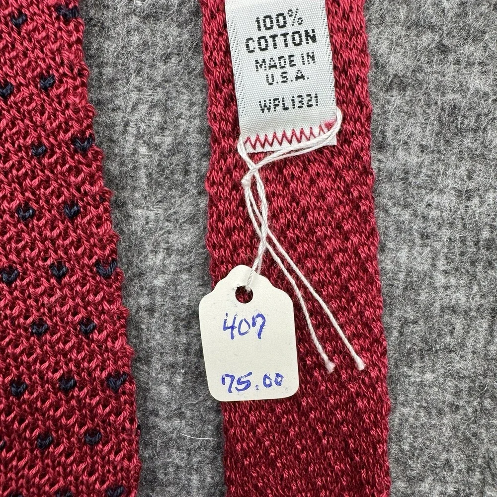 Tie Necktie Knit Square End Cotton Red Blue Dot Sock Tie 2